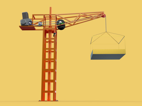 MINI TOWER CRANE MOTOR WINCH SWIVEL LIFTING ENGINE HOIST JIB TON 3D Модель