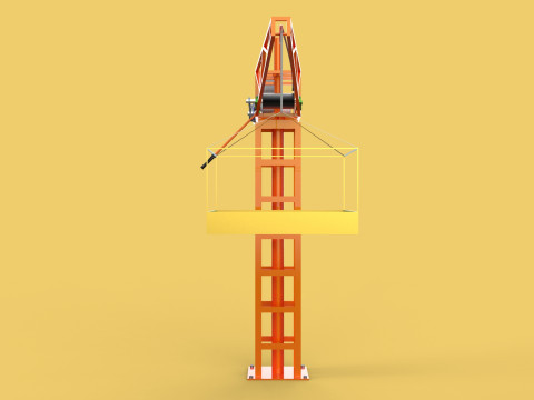MINI TOWER CRANE MOTOR WINCH SWIVEL LIFTING ENGINE HOIST JIB TON 3D Модель