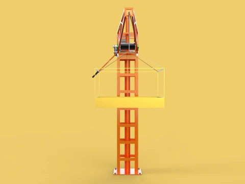 MINI GUINDASTE DE TORRE MOTOR GUINCHO GIRAT&Oacute;RIO GIRAT&Oacute;RIA DO MOTOR JIB TON Modelo 3D