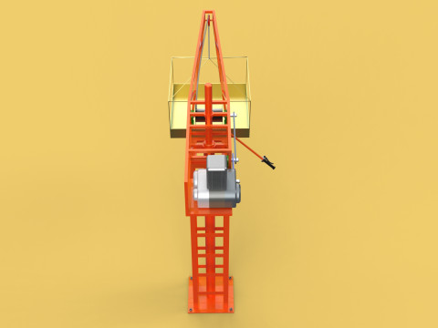 MINI TOWER CRANE MOTOR WINCH SWIVEL LIFTING ENGINE HOIST JIB TON 3D Модель