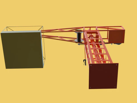 MINI GUINDASTE DE TORRE MOTOR GUINCHO GIRAT&Oacute;RIO GIRAT&Oacute;RIA DO MOTOR JIB TON Modelo 3D
