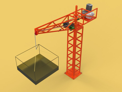 MINI TOWER CRANE MOTOR WINCH SWIVEL LIFTING ENGINE HOIST JIB TON 3D Модель