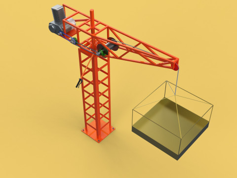 MINI TOWER CRANE MOTOR WINCH SWIVEL LIFTING ENGINE HOIST JIB TON 3D Модель