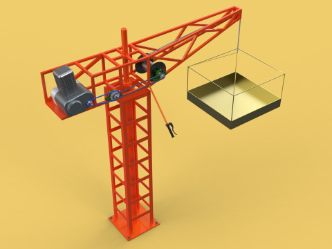MINI TOWER CRANE MOTOR WINCH SWIVEL LIFTING ENGINE HOIST JIB TON 3D Модель