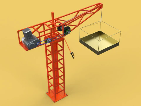 MINI GUINDASTE DE TORRE MOTOR GUINCHO GIRAT&Oacute;RIO GIRAT&Oacute;RIA DO MOTOR JIB TON Modelo 3D