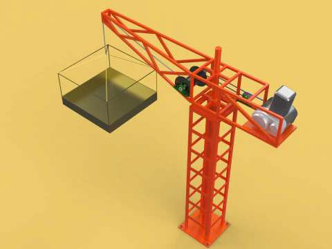 MINI GUINDASTE DE TORRE MOTOR GUINCHO GIRAT&Oacute;RIO GIRAT&Oacute;RIA DO MOTOR JIB TON Modelo 3D