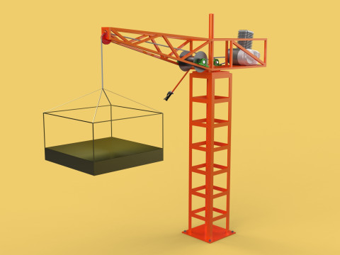 MINI TOWER CRANE MOTOR WINCH SWIVEL LIFTING ENGINE HOIST JIB TON 3D Модель