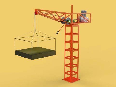 MINI GUINDASTE DE TORRE MOTOR GUINCHO GIRAT&Oacute;RIO GIRAT&Oacute;RIA DO MOTOR JIB TON Modelo 3D