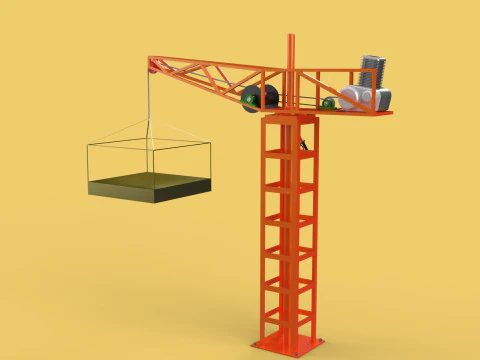 MINI GUINDASTE DE TORRE MOTOR GUINCHO GIRAT&Oacute;RIO GIRAT&Oacute;RIA DO MOTOR JIB TON Modelo 3D