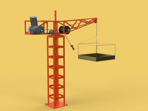 MINI GUINDASTE DE TORRE MOTOR GUINCHO GIRAT&Oacute;RIO GIRAT&Oacute;RIA DO MOTOR JIB TON Modelo 3D