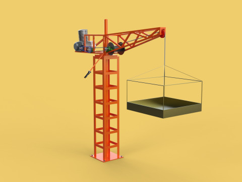MINI TOWER CRANE MOTOR WINCH SWIVEL LIFTING ENGINE HOIST JIB TON 3D Модель
