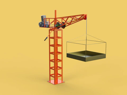 MINI GUINDASTE DE TORRE MOTOR GUINCHO GIRAT&Oacute;RIO GIRAT&Oacute;RIA DO MOTOR JIB TON Modelo 3D