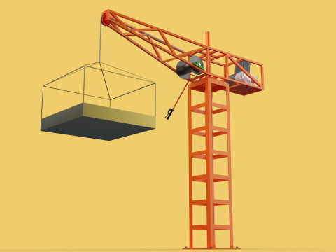 MINI TOWER CRANE MOTOR WINCH SWIVEL LIFTING ENGINE HOIST JIB TON 3D Модель