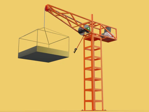 MINI GUINDASTE DE TORRE MOTOR GUINCHO GIRAT&Oacute;RIO GIRAT&Oacute;RIA DO MOTOR JIB TON Modelo 3D