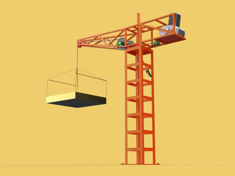 MINI TOWER CRANE MOTOR WINCH SWIVEL LIFTING ENGINE HOIST JIB TON 3D Модель