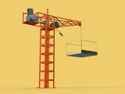 MINI TOWER CRANE MOTOR WINCH SWIVEL LIFTING ENGINE HOIST JIB TON 3D Модель