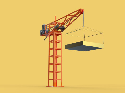 MINI TOWER CRANE MOTOR WINCH SWIVEL LIFTING ENGINE HOIST JIB TON 3D Модель