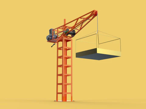 MINI GUINDASTE DE TORRE MOTOR GUINCHO GIRAT&Oacute;RIO GIRAT&Oacute;RIA DO MOTOR JIB TON Modelo 3D
