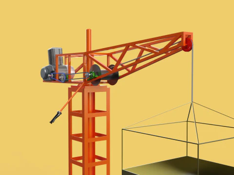 MINI GUINDASTE DE TORRE MOTOR GUINCHO GIRAT&Oacute;RIO GIRAT&Oacute;RIA DO MOTOR JIB TON Modelo 3D