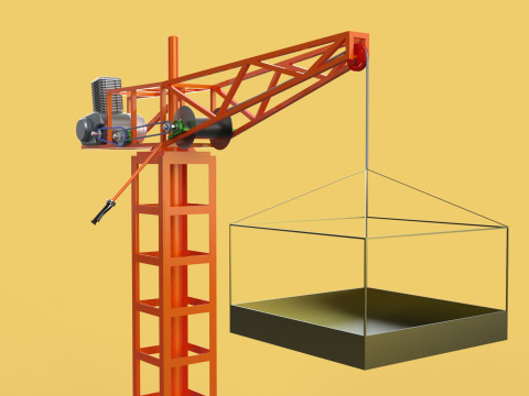 MINI TOWER CRANE MOTOR WINCH SWIVEL LIFTING ENGINE HOIST JIB TON 3D Модель