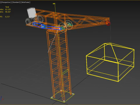 MINI GUINDASTE DE TORRE MOTOR GUINCHO GIRAT&Oacute;RIO GIRAT&Oacute;RIA DO MOTOR JIB TON Modelo 3D