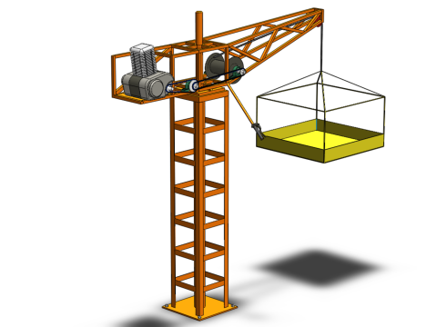 MINI TOWER CRANE MOTOR WINCH SWIVEL LIFTING ENGINE HOIST JIB TON 3D Модель