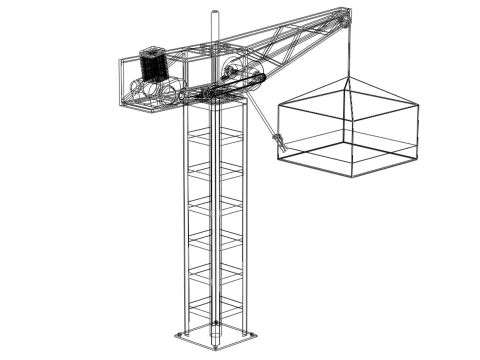 MINI GUINDASTE DE TORRE MOTOR GUINCHO GIRAT&Oacute;RIO GIRAT&Oacute;RIA DO MOTOR JIB TON Modelo 3D