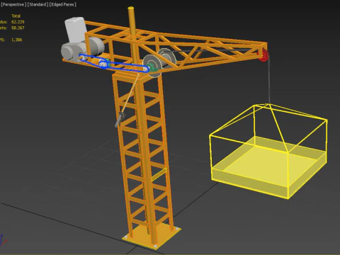MINI GUINDASTE DE TORRE MOTOR GUINCHO GIRAT&Oacute;RIO GIRAT&Oacute;RIA DO MOTOR JIB TON Modelo 3D