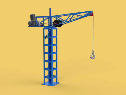 TOWER CRANE WINCH SWIVEL LIFTING SLEWING ENGINE HOIST JIB HOOK 3D मॉडल