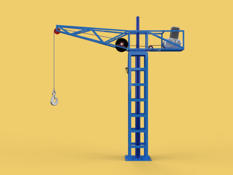 TOWER CRANE WINCH SWIVEL LIFTING SLEWING ENGINE HOIST JIB HOOK 3D Model