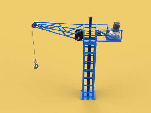 TOWER CRANE WINCH SWIVEL LIFTING SLEWING ENGINE HOIST JIB HOOK 3D Model