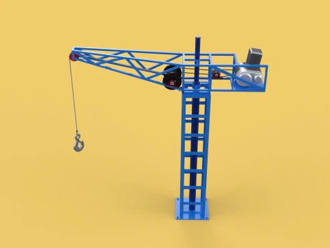 TOWER CRANE WINCH SWIVEL LIFTING SLEWING ENGINE HOIST JIB HOOK 3D Model