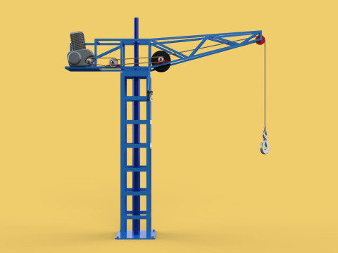 TOWER CRANE WINCH SWIVEL LIFTING SLEWING ENGINE HOIST JIB HOOK 3D Model