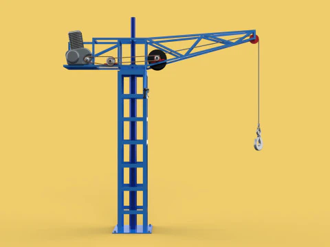 TOWER CRANE WINCH SWIVEL LIFTING SLEWING ENGINE HOIST JIB HOOK 3D Model