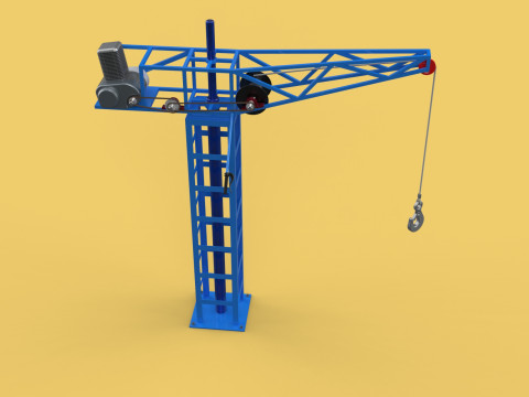 TOWER CRANE WINCH SWIVEL LIFTING SLEWING ENGINE HOIST JIB HOOK 3D Model