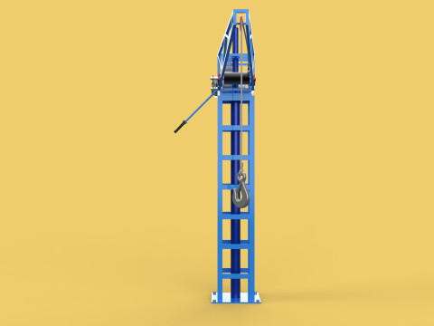 TOWER CRANE WINCH SWIVEL LIFTING SLEWING ENGINE HOIST JIB HOOK 3D Model
