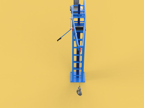 TOWER CRANE WINCH SWIVEL LIFTING SLEWING ENGINE HOIST JIB HOOK 3D Model