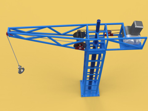 TOWER CRANE WINCH SWIVEL LIFTING SLEWING ENGINE HOIST JIB HOOK 3D Model