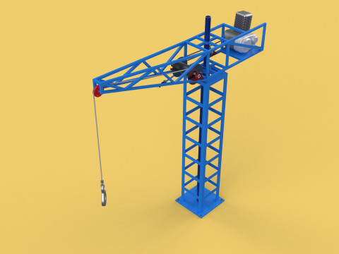 TOWER CRANE WINCH SWIVEL LIFTING SLEWING ENGINE HOIST JIB HOOK 3D Model