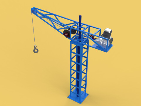 TOWER CRANE WINCH SWIVEL LIFTING SLEWING ENGINE HOIST JIB HOOK 3D Model