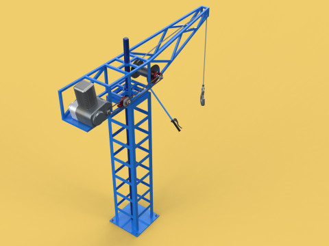 TOWER CRANE WINCH SWIVEL LIFTING SLEWING ENGINE HOIST JIB HOOK 3D Model