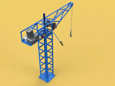 TOWER CRANE WINCH SWIVEL LIFTING SLEWING ENGINE HOIST JIB HOOK 3D Model