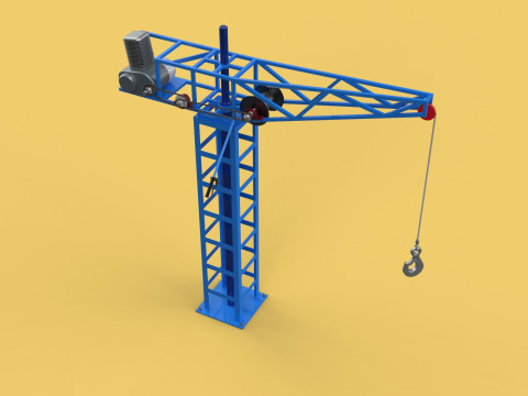 TOWER CRANE WINCH SWIVEL LIFTING SLEWING ENGINE HOIST JIB HOOK 3D Model