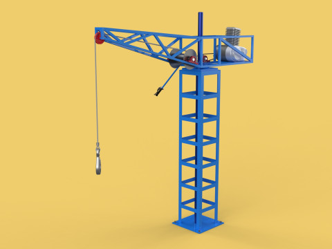 TOWER CRANE WINCH SWIVEL LIFTING SLEWING ENGINE HOIST JIB HOOK 3D Model