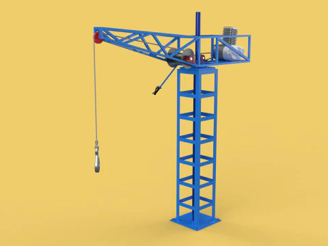 TOWER CRANE WINCH SWIVEL LIFTING SLEWING ENGINE HOIST JIB HOOK 3D Model