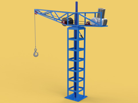 TOWER CRANE WINCH SWIVEL LIFTING SLEWING ENGINE HOIST JIB HOOK 3D Model