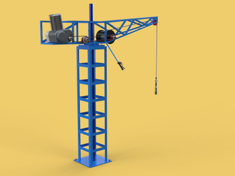 TOWER CRANE WINCH SWIVEL LIFTING SLEWING ENGINE HOIST JIB HOOK 3D Model