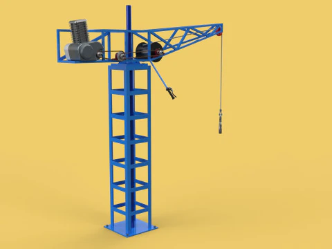 TOWER CRANE WINCH SWIVEL LIFTING SLEWING ENGINE HOIST JIB HOOK 3D Model