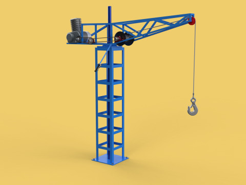 TOWER CRANE WINCH SWIVEL LIFTING SLEWING ENGINE HOIST JIB HOOK 3D Model