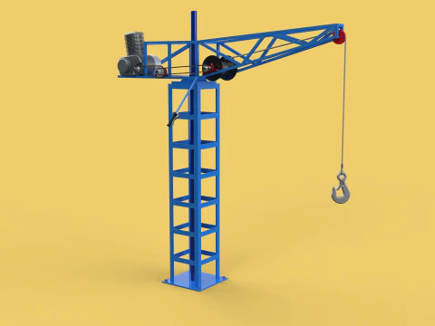 TOWER CRANE WINCH SWIVEL LIFTING SLEWING ENGINE HOIST JIB HOOK 3D Model